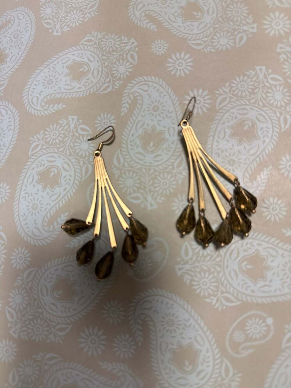 Long Chandelier Earrings, Natural Pyrite Earrings, Gold Dangle Earrings, Boho Ch - Picture 3 of 7